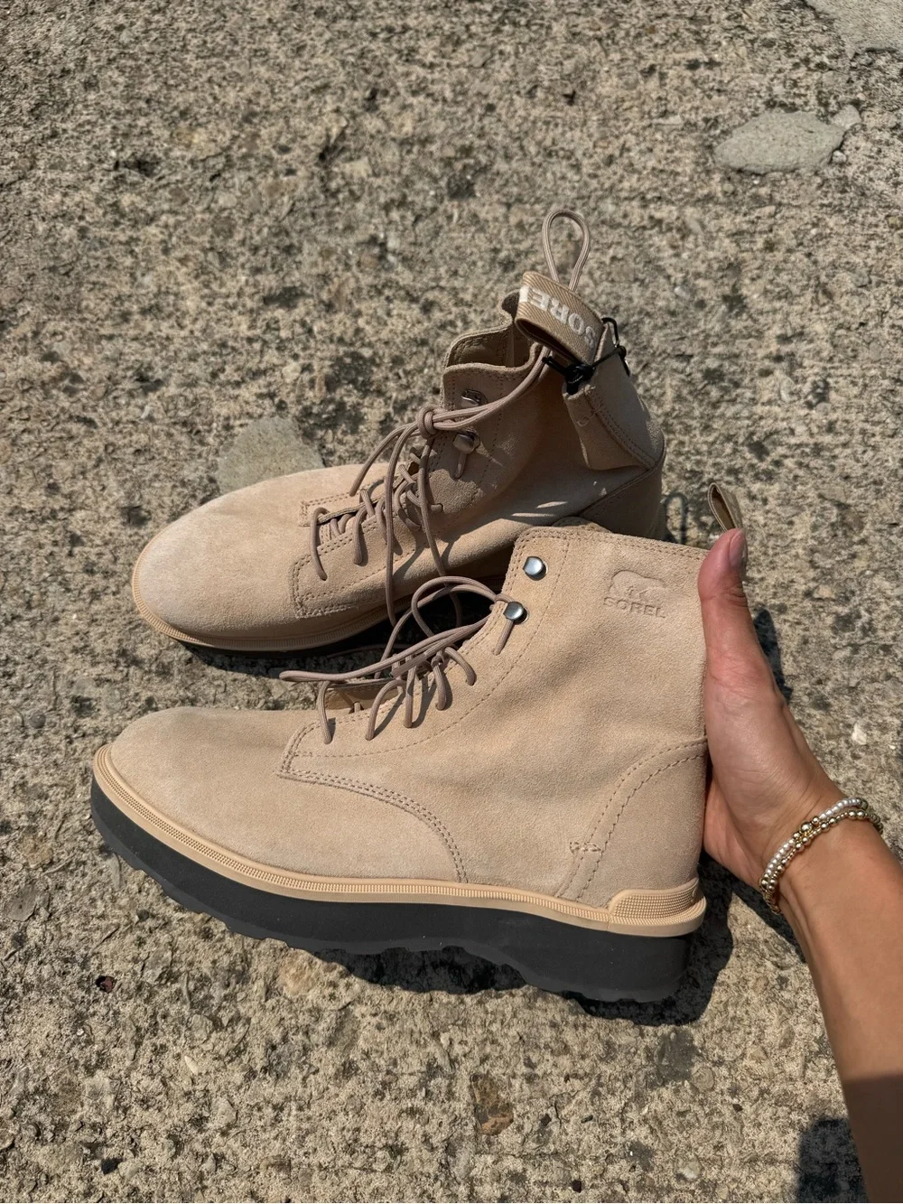 NWT Sorel Tan Suede Lace-Up Boots Sz 8.5 Women’s